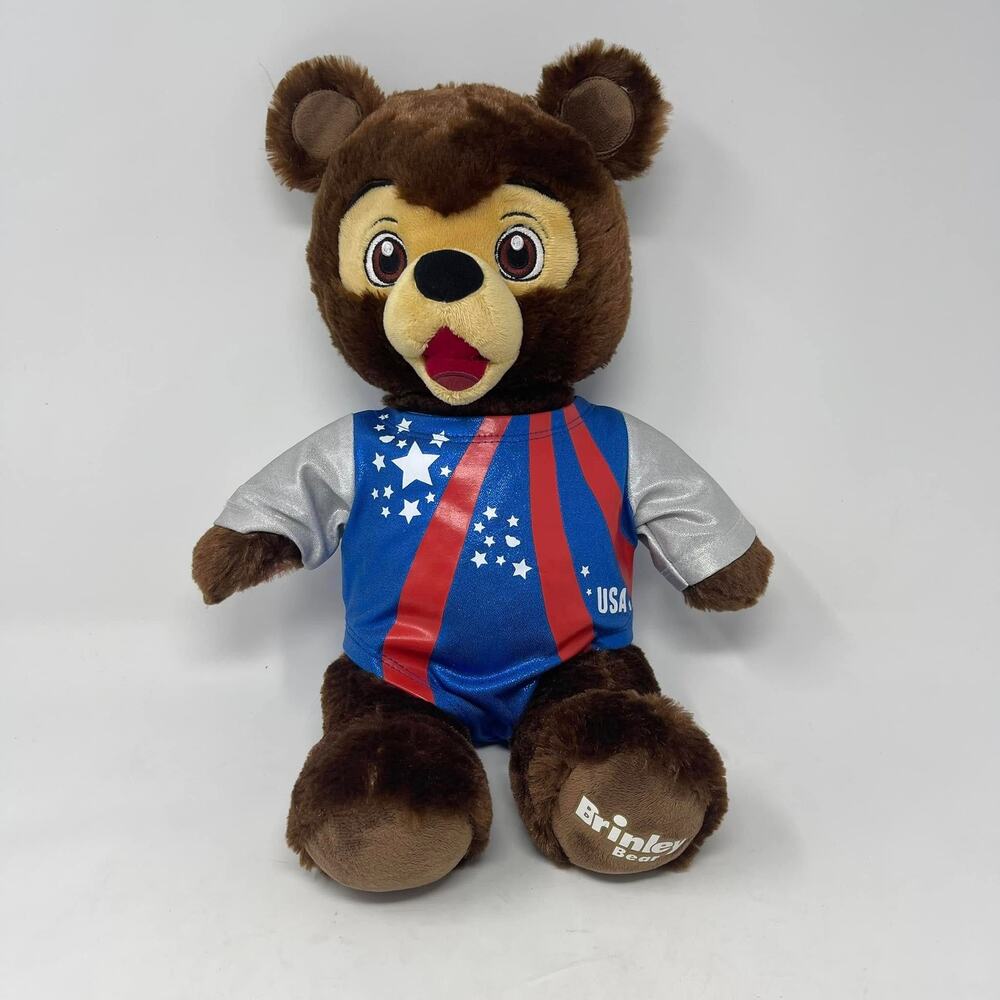 Build-A-Bear Brinley Brown Teddy Bear‎ w/USA Leotard Red White Blue 16” Plush